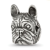 Sterling Silver Reflections Antiqued Bulldog Head Hinged Bead